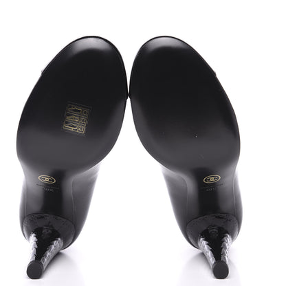 Chanel Lambskin Calfskin Patent Cap Toe CC Pumps 40.5 Black 5 of 12