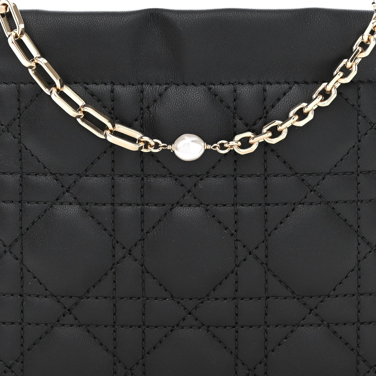 Lambskin Cannage Milly Mini Drawstring Bag Black