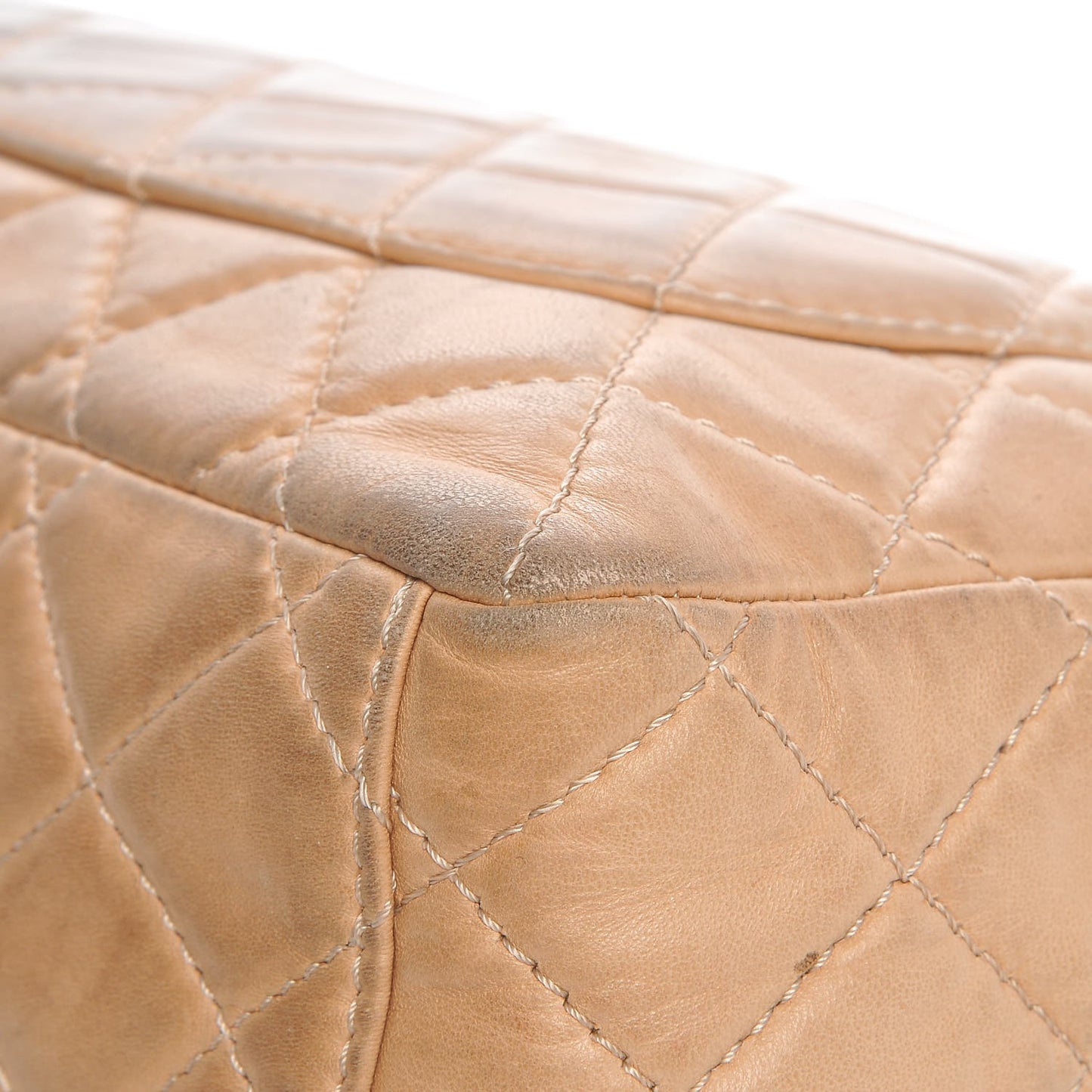 Lambskin Quilted Maxi Single Flap Beige