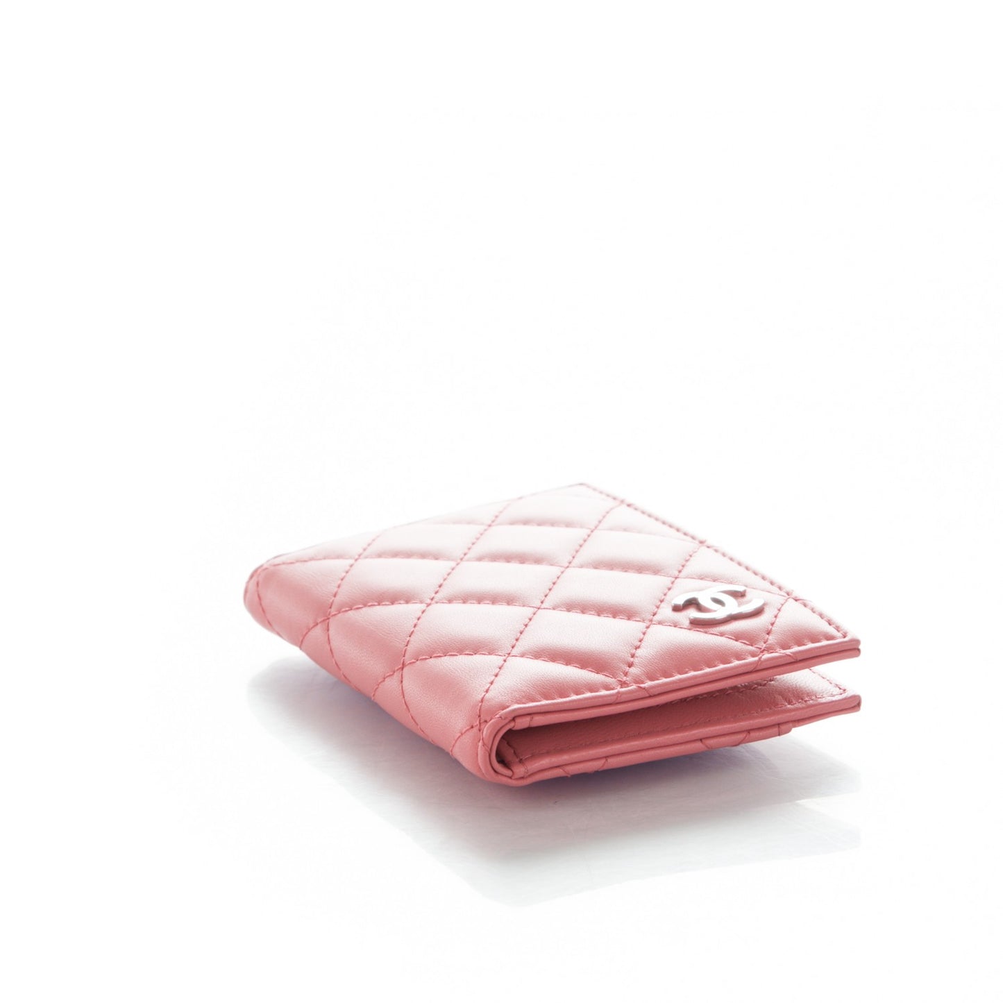 Lambskin Quilted Card Holder Wallet Pink