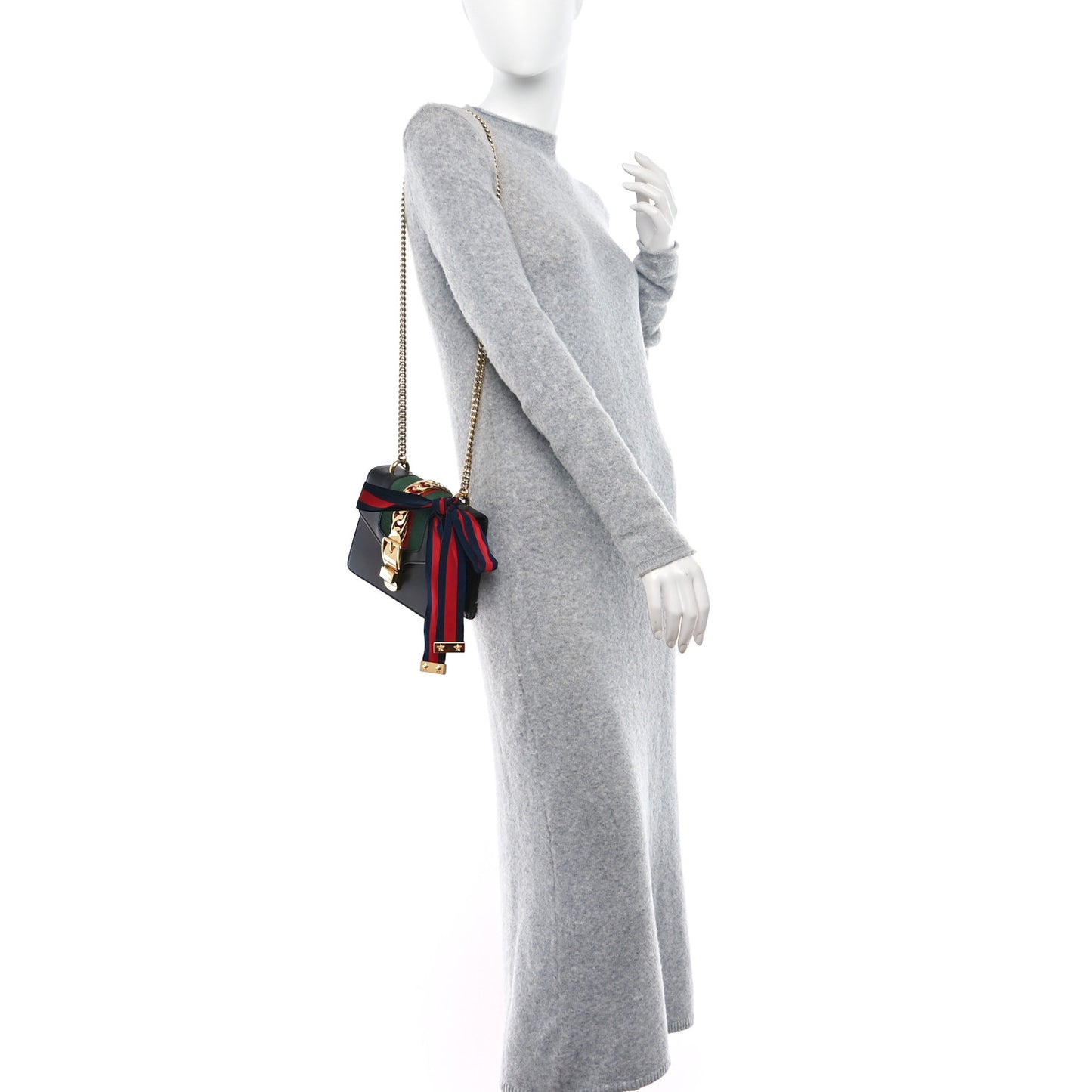 Calfskin Mini Sylvie Chain Shoulder Bag Black