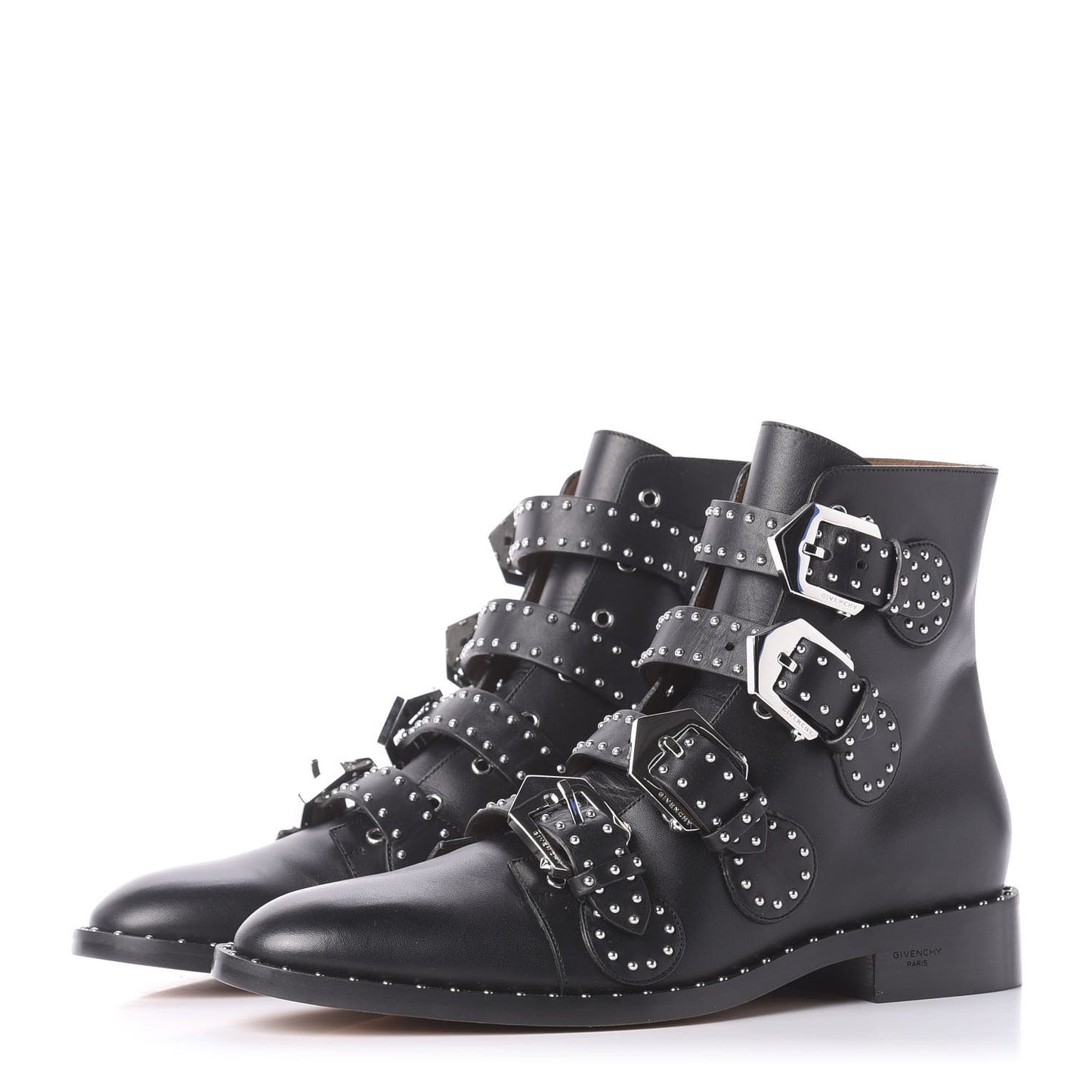 Calfskin Studded Prue Buckle Bootie 39.5 Black