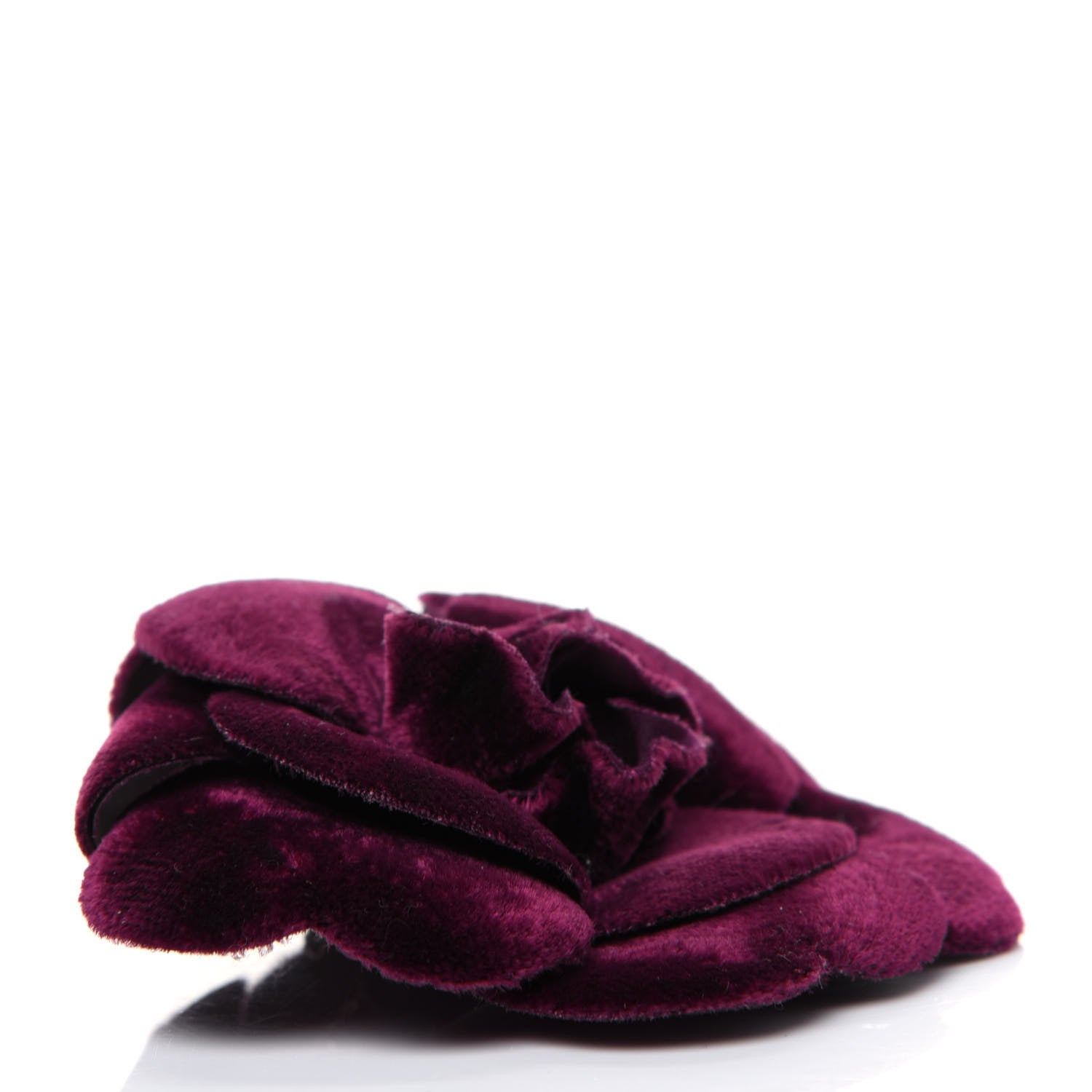 Chanel Velvet Camellia Brooch Pin Bordeaux 3 of 4