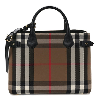 Burberry House Check Grainy Calfskin Medium Banner Tote Black 1 of 10