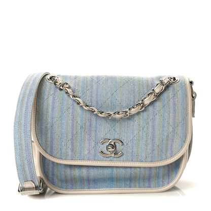 Chanel Denim Calfskin Quilted Jungle Stroll Messenger Bag Blue Multicolor 1 of 11