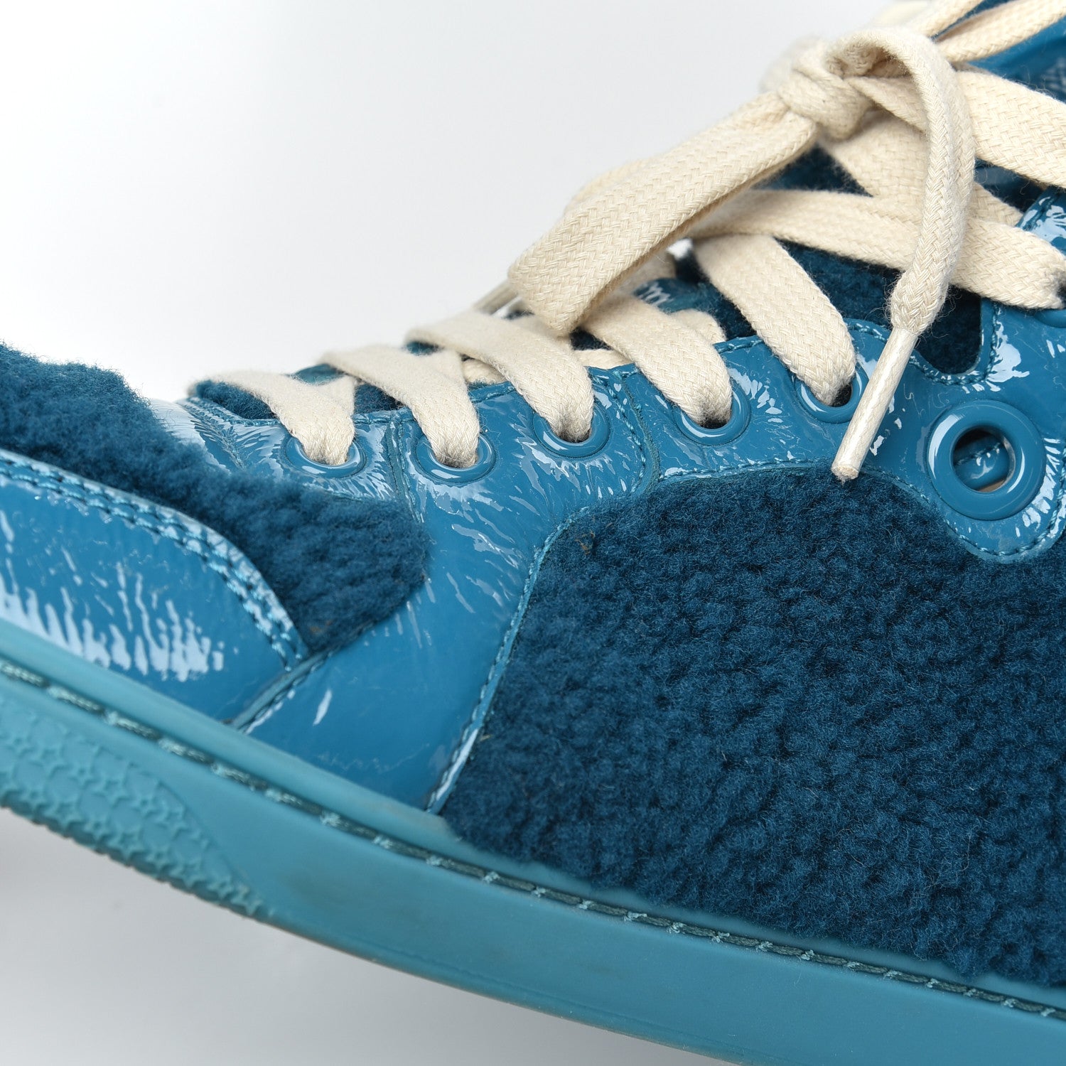 Gucci Patent Merino Wool High Top Sneakers 38 Deep Cobalt 11 of 15