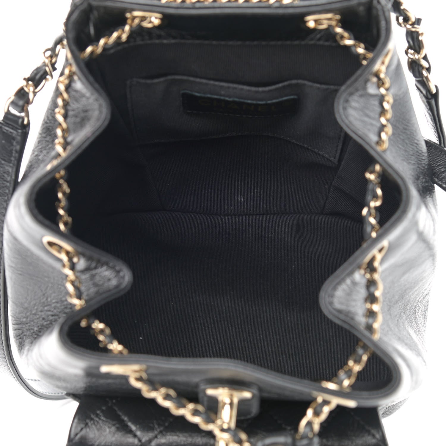 Chanel Glazed Aged Calfskin Quilted Small Duma Drawstring Backpack Black 5 of 11