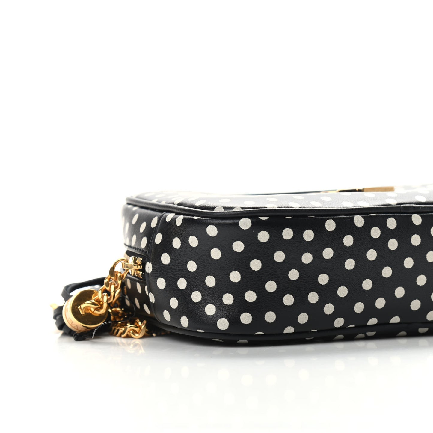 Calfskin Printed Polka Dot Mini Lou Camera Bag Black Crema Soft