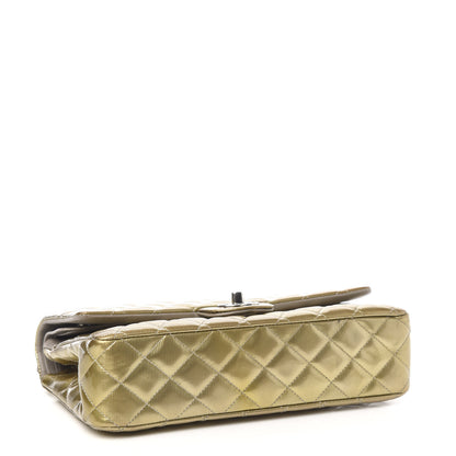 Chanel Striated Patent Quilted Medium Double Flap Gold 3 of 15
