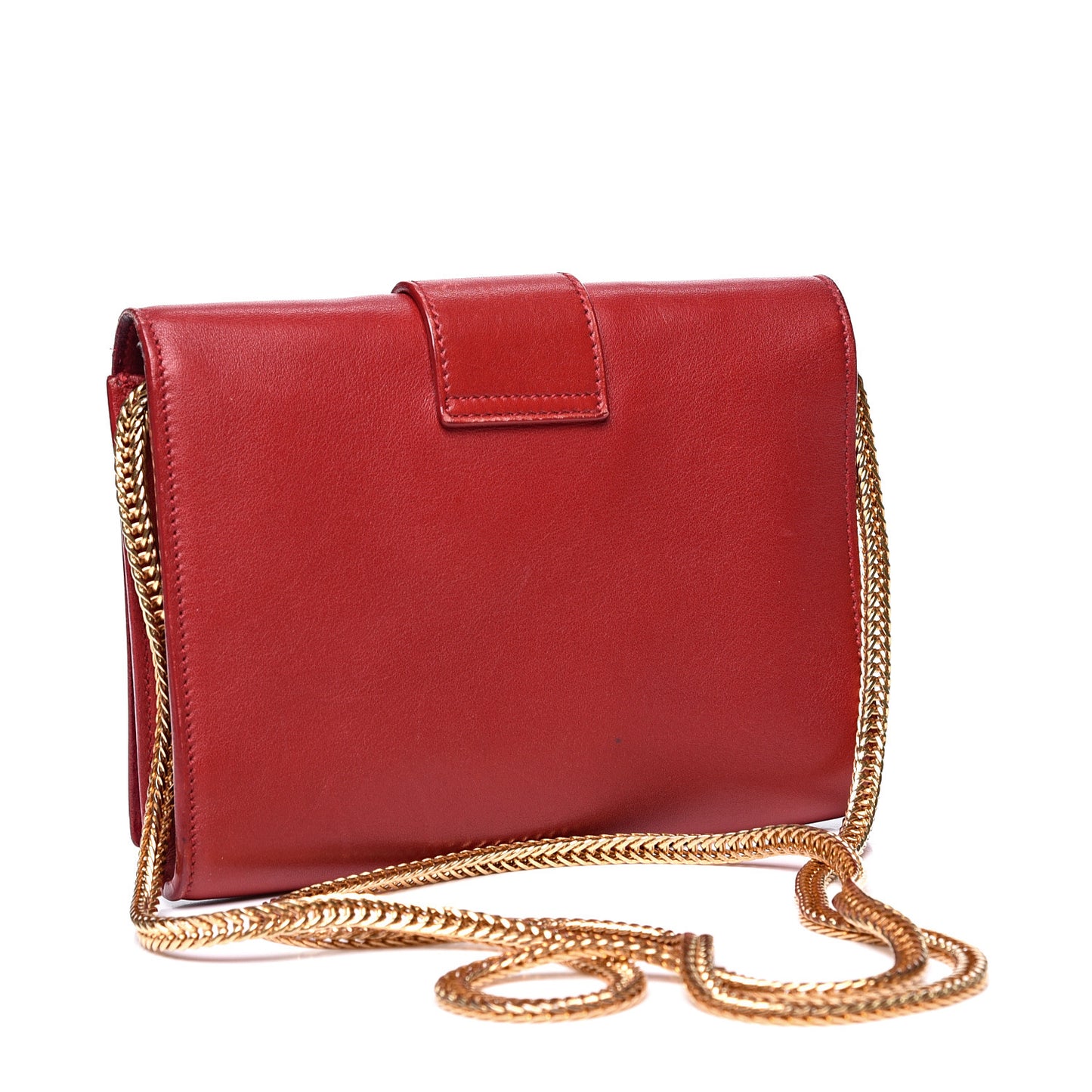 Calfskin Classic Y Ligne Chain Wallet Red
