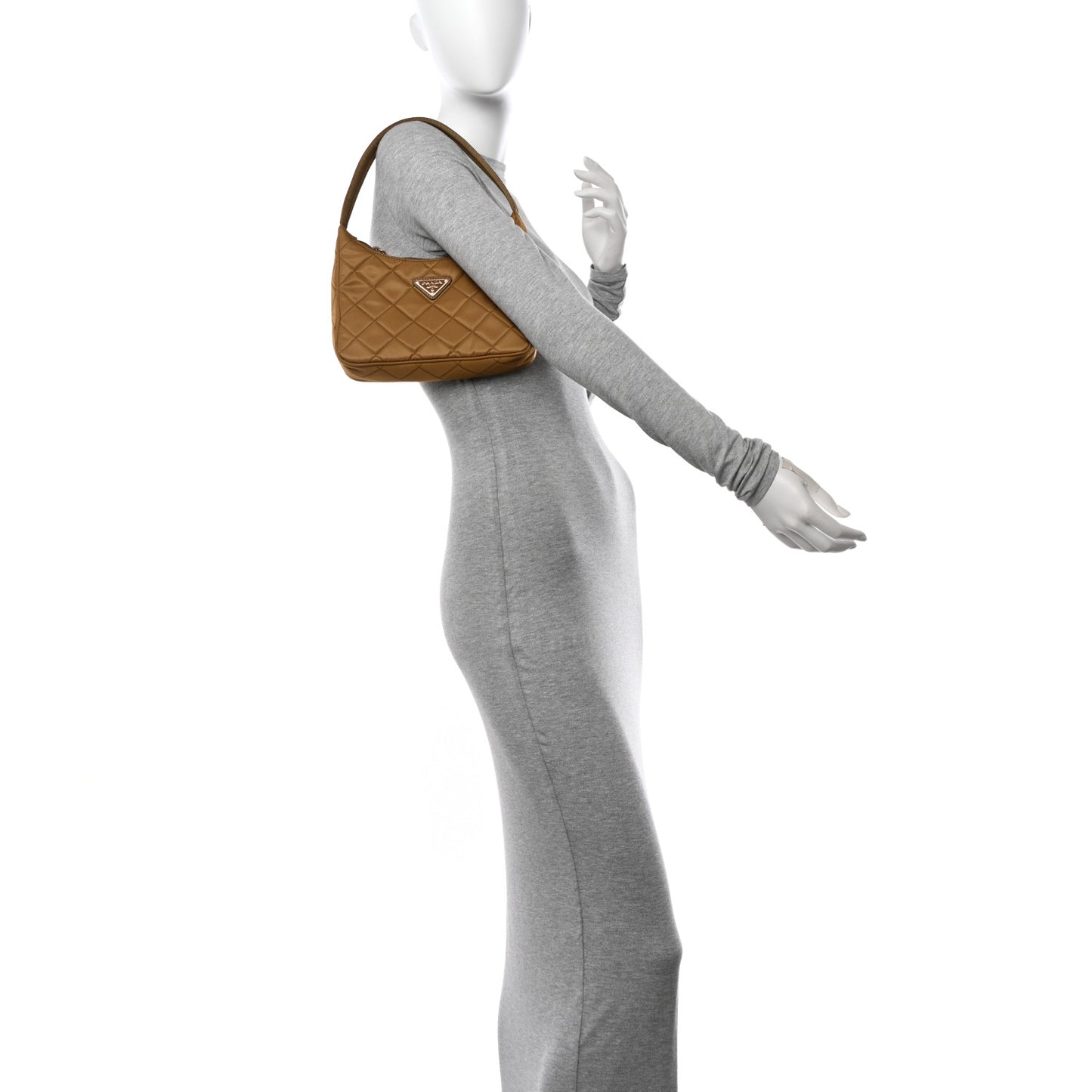 Tessuto Nylon Stitched Shoulder Bag Tobacco