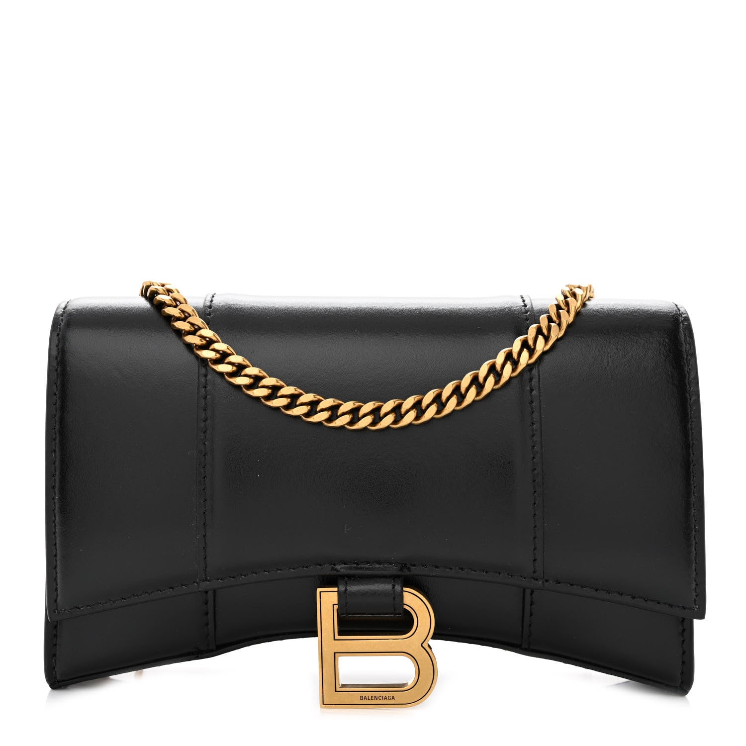 Balenciaga Shiny Box Calfskin Hourglass Chain Bag Black 1 of 12