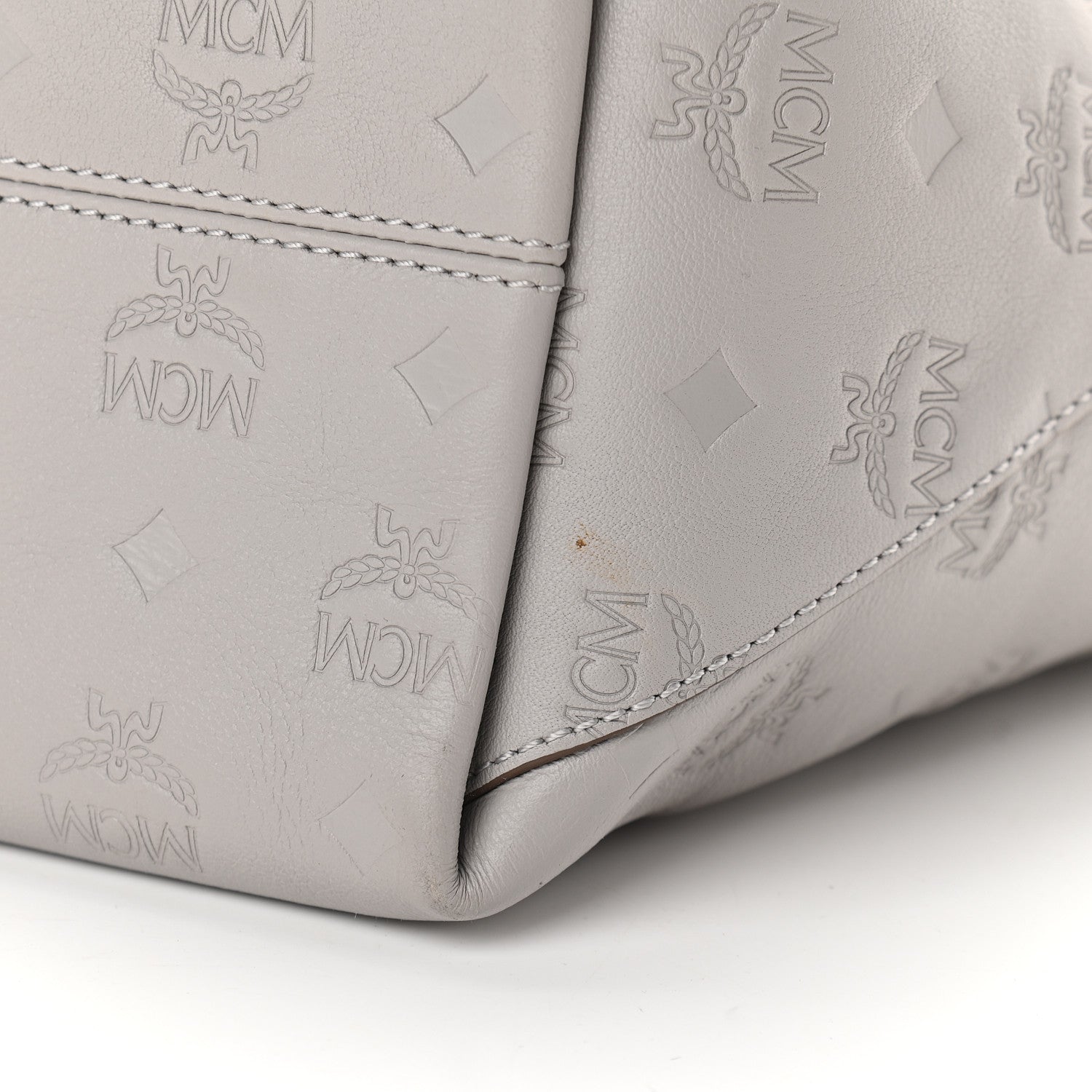 MCM Calfskin Ottomar Monogram Medium Klara Shopper Tote Dove 9 of 9