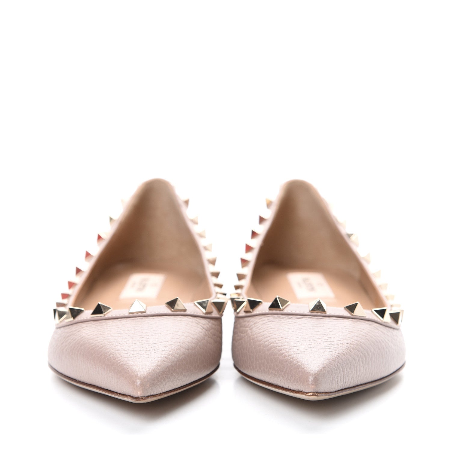 Valentino Garavani Pebbled Calfskin Rockstud Ballerina Flats 36.5 Poudre 2 of 8