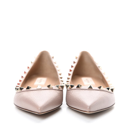 Valentino Garavani Pebbled Calfskin Rockstud Ballerina Flats 36.5 Poudre 2 of 8