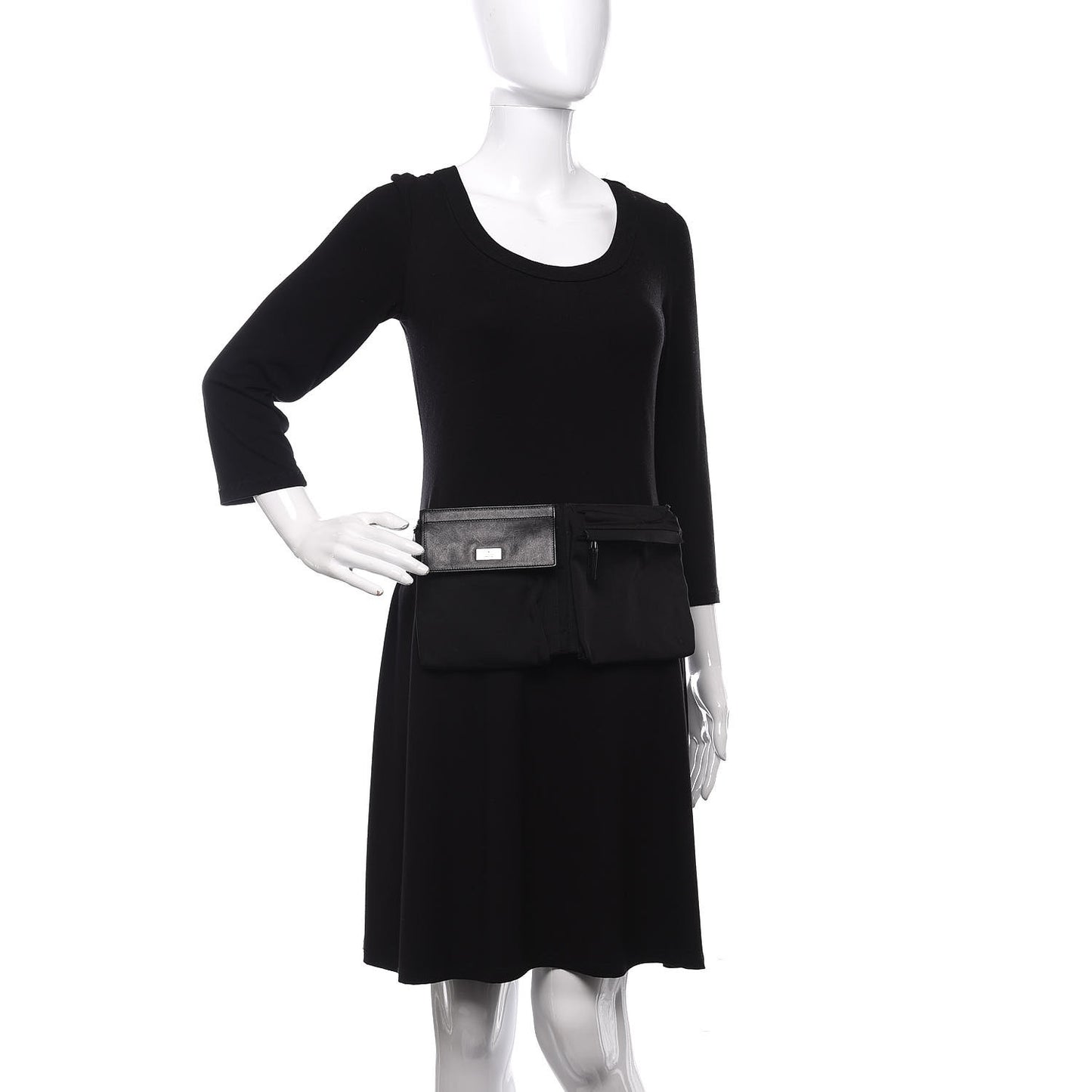 Canvas Double Pocket Belt Bag Black