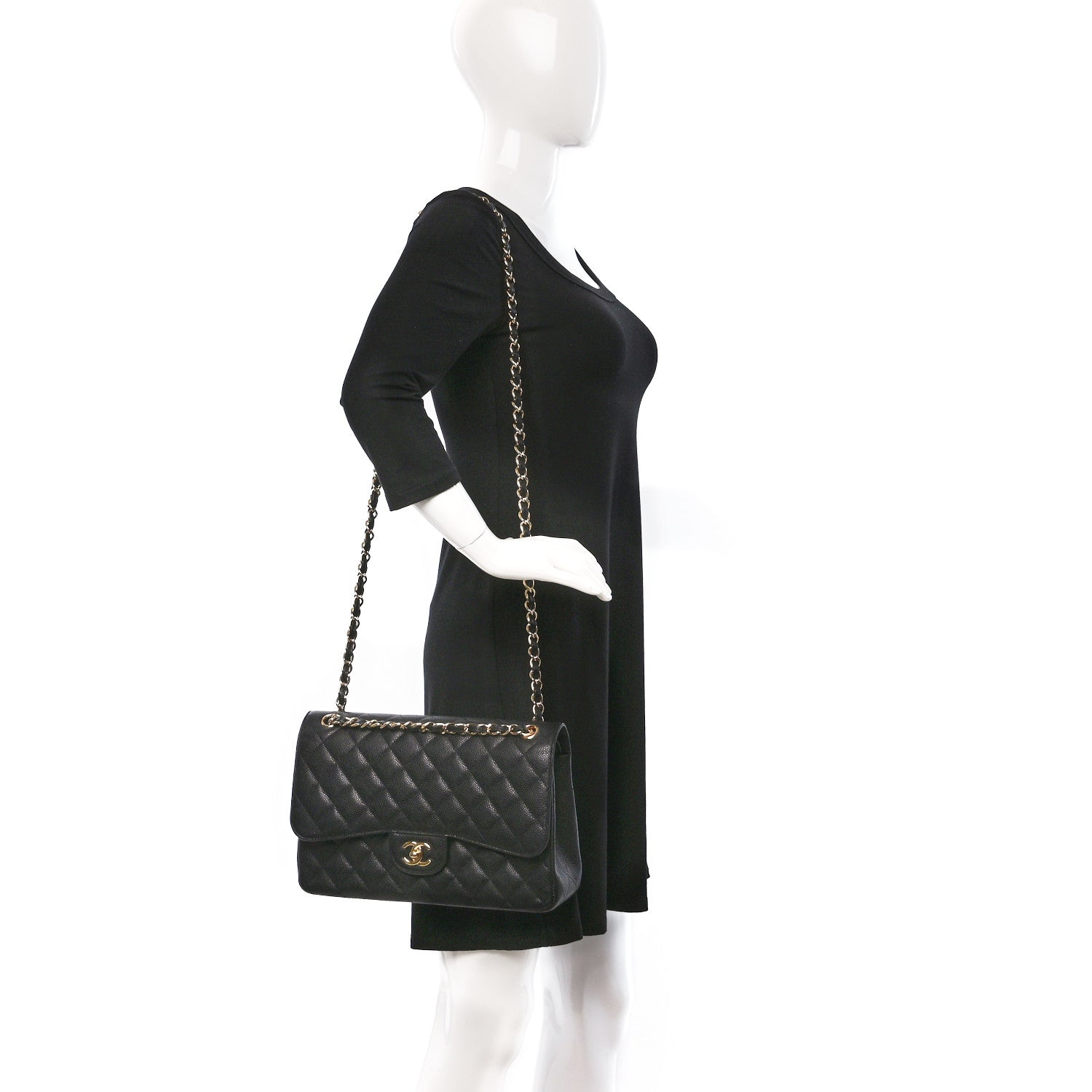 Chanel Caviar Quilted Jumbo Double Flap Black 2 of 8