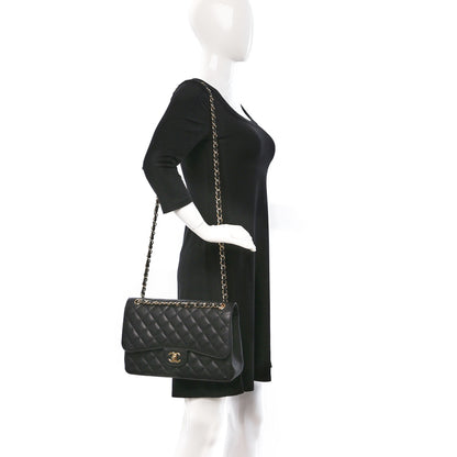 Chanel Caviar Quilted Jumbo Double Flap Black 2 of 8