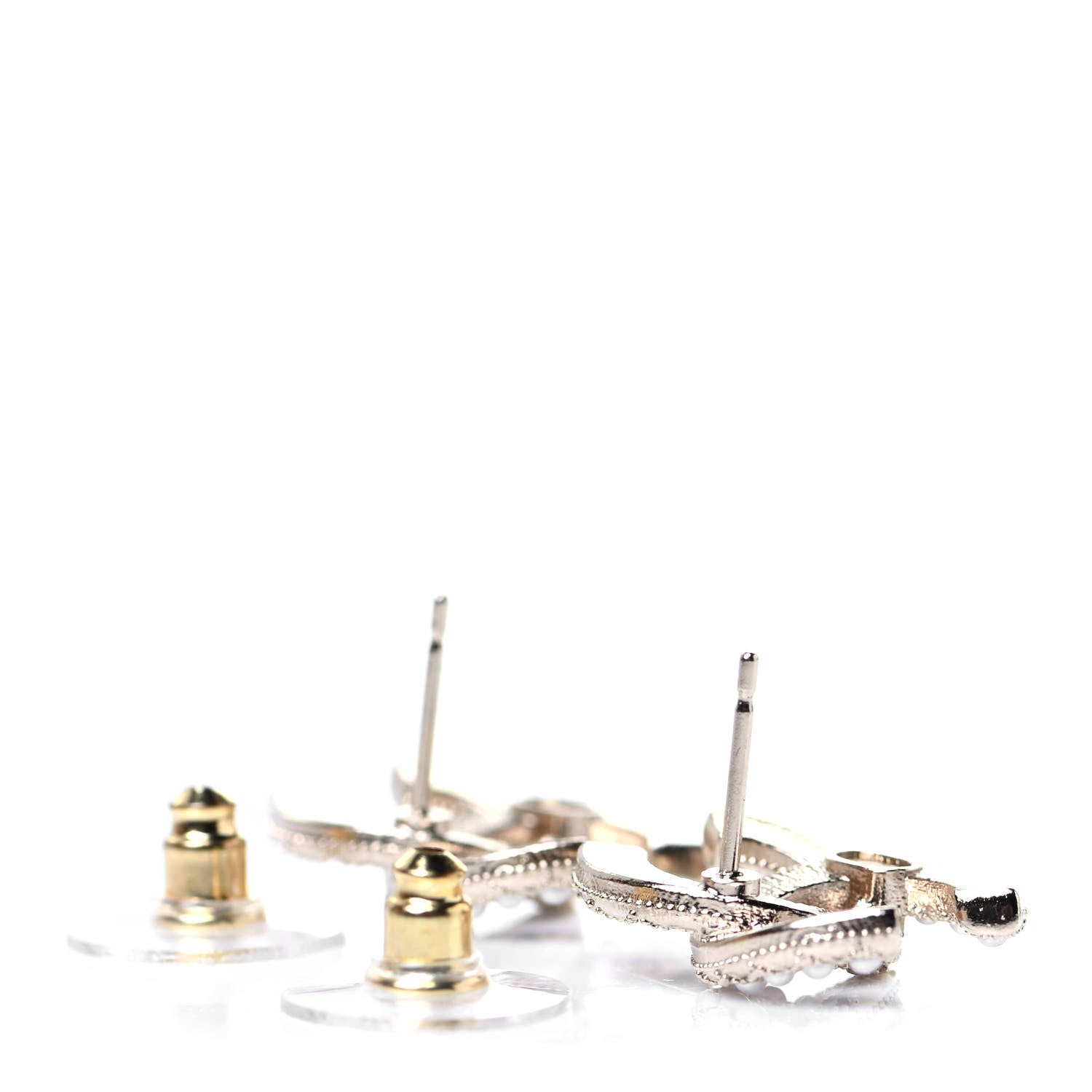 Chanel Baguette Crystal Pearl CC Earrings Gold Black 3 of 5