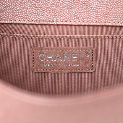 Chanel Metallic Caviar Chevron Quilted Medium Boy Flap Dark Pink 7 of 10
