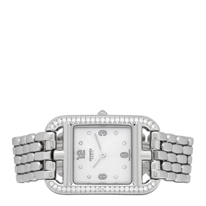 Hermes Stainless Steel Diamond Bezel Mother of Pearl 23mm Cape Cod Quartz Watch 2 of 5