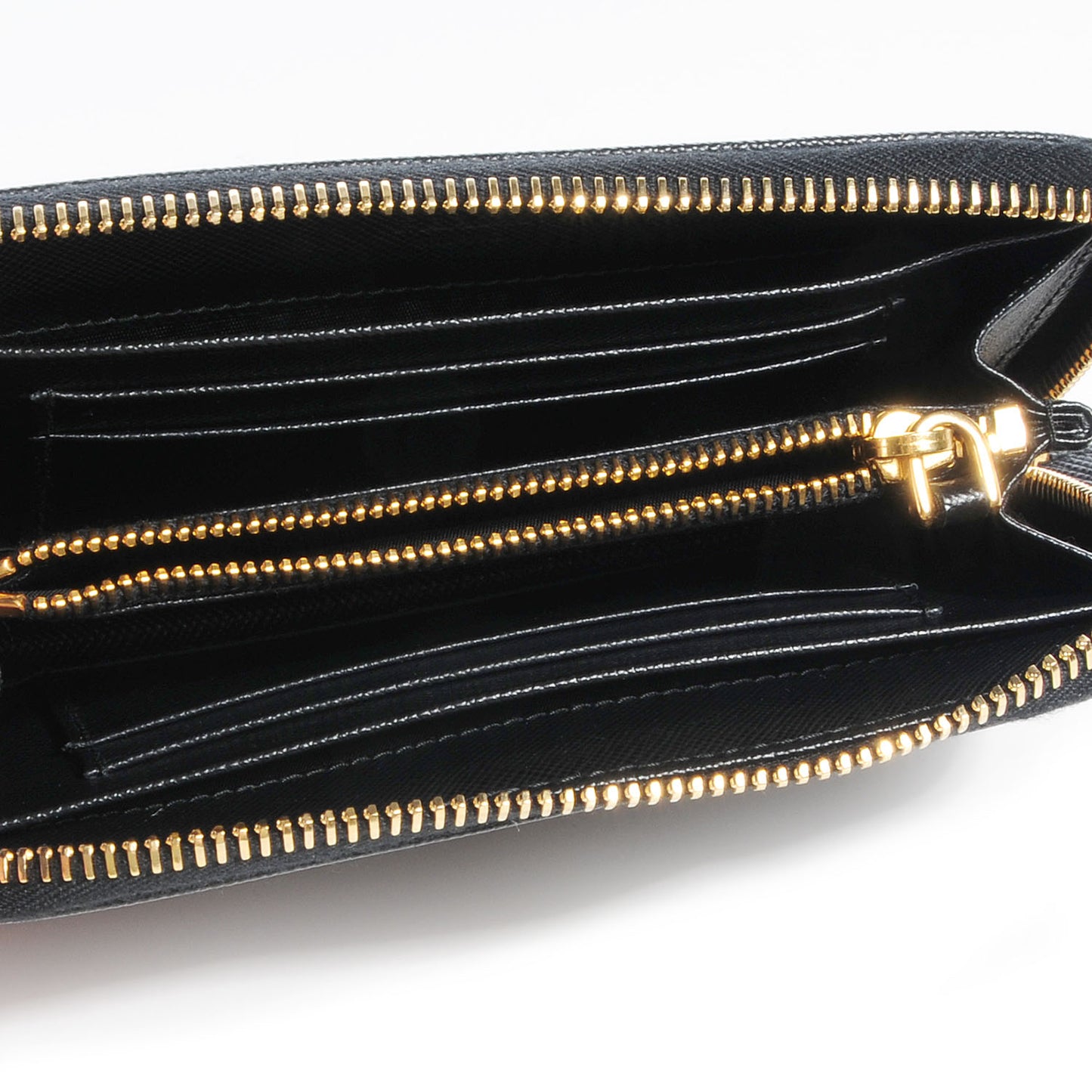 Saffiano Metal Zip Around Wallet Nero Black