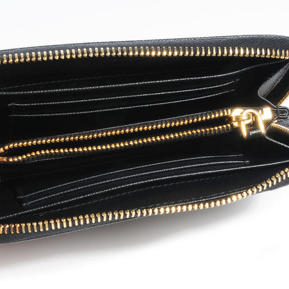 Prada Saffiano Metal Zip Around Wallet Nero Black 6 of 9