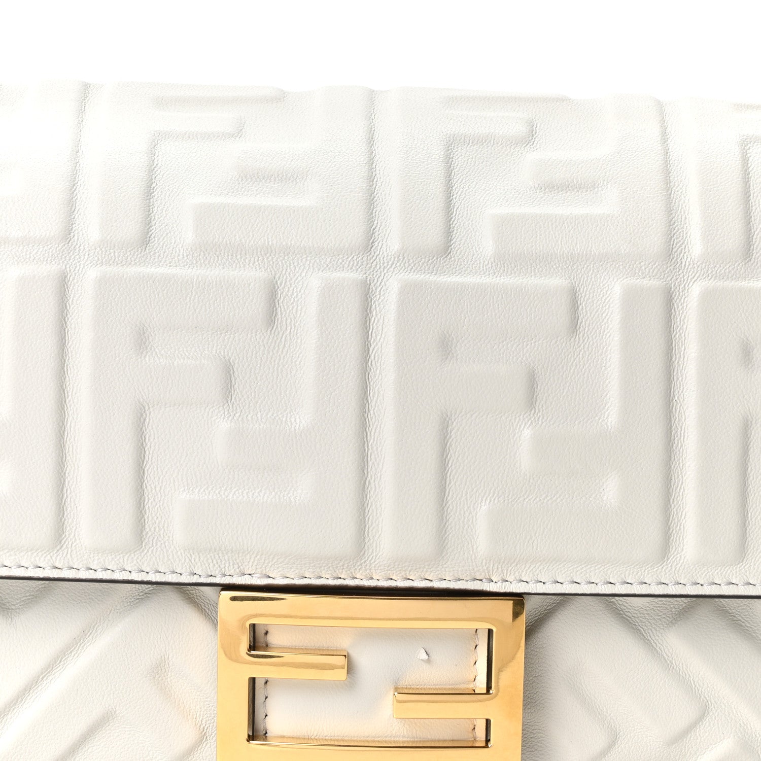 Fendi Nappa FF 1974 Embossed Baguette White 7 of 9