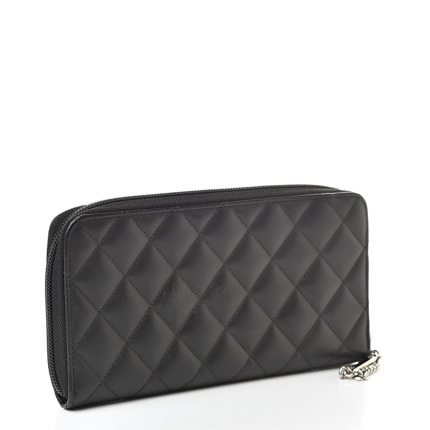 Chanel Calfskin Quilted Cambon Large Gusset Zip Around Wallet Black 3 of 8
