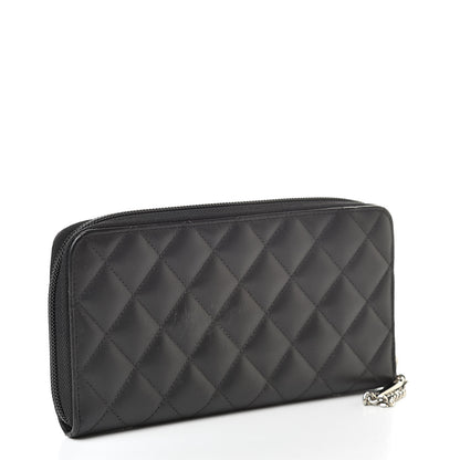 Chanel Calfskin Quilted Cambon Large Gusset Zip Around Wallet Black 3 of 8