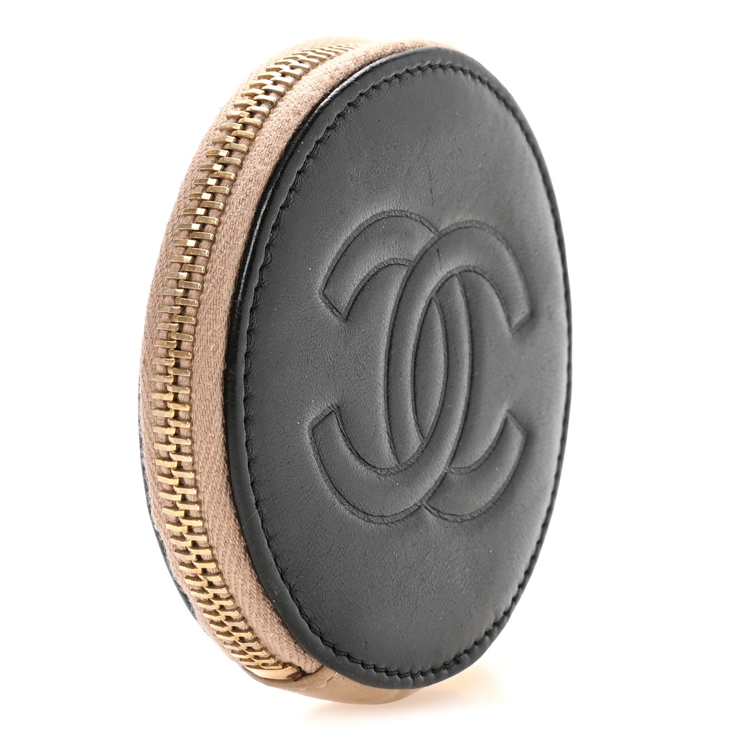 Chanel Lambskin Round Camellia CC Coin Purse Black 3 of 7