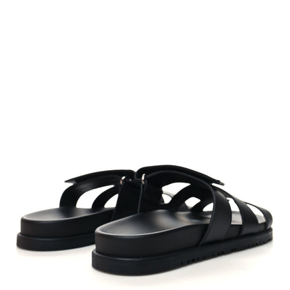 Hermes Calfskin Womens Chypre Sandals 38.5 Black 4 of 9