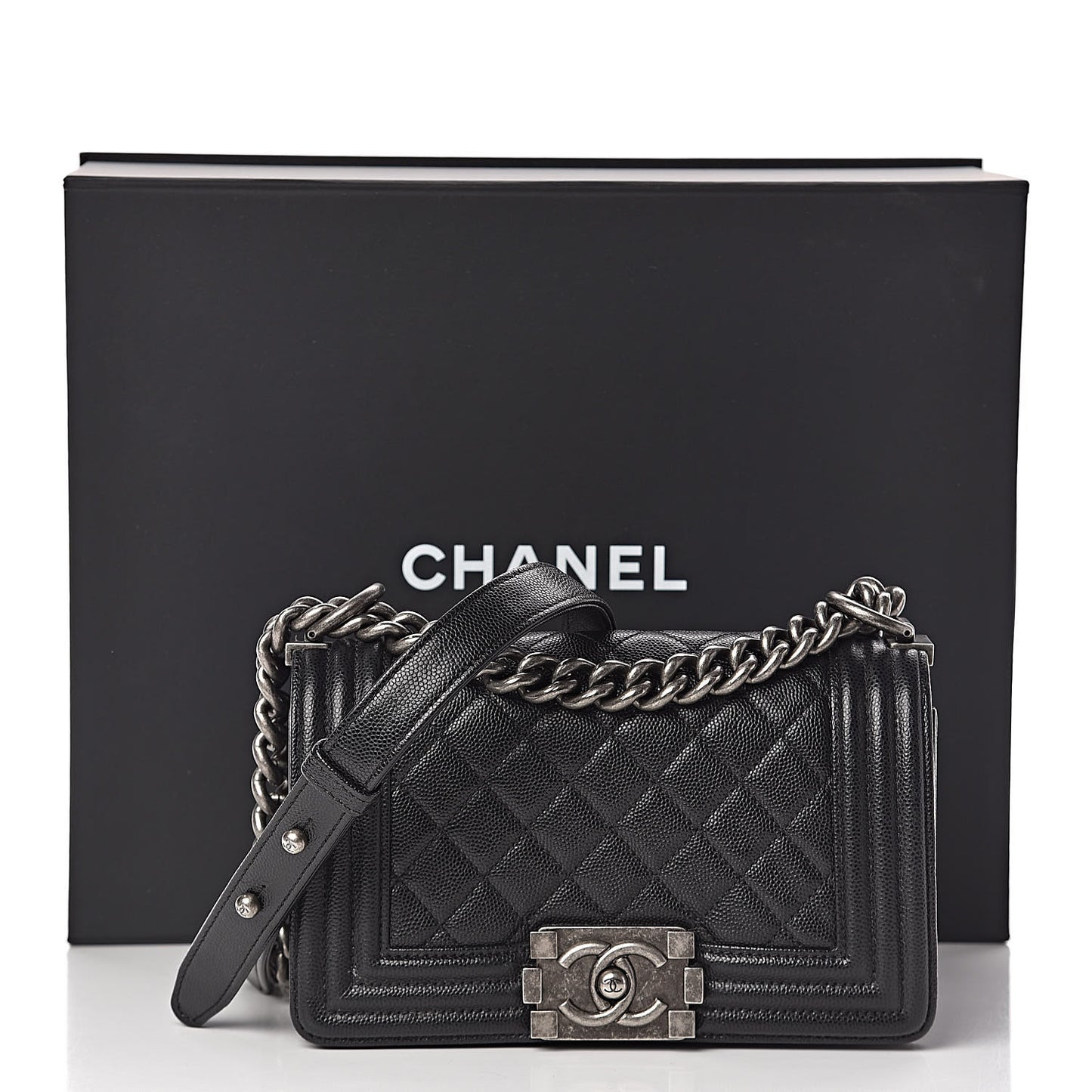 Caviar Quilted Small Boy Flap Black