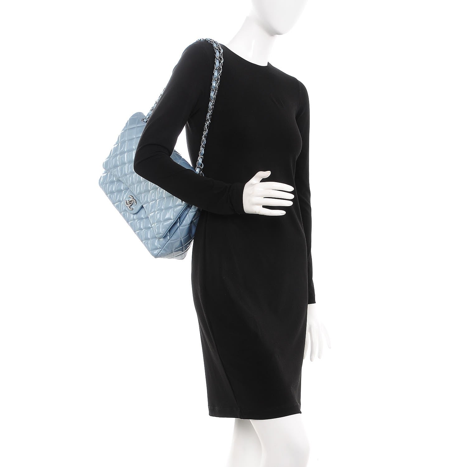 Chanel Patent Quilted Maxi Double Flap Blue 2 of 12