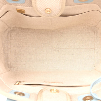 Chanel Mixed Fibers Calfskin Small Deauville Tote Grey Light Blue 5 of 11