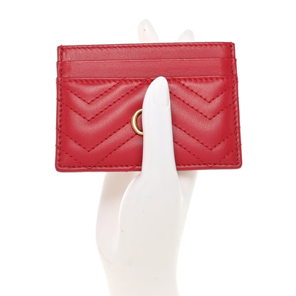 Gucci Calfskin Matelasse GG Marmont Card Holder Hibiscus Red 2 of 8