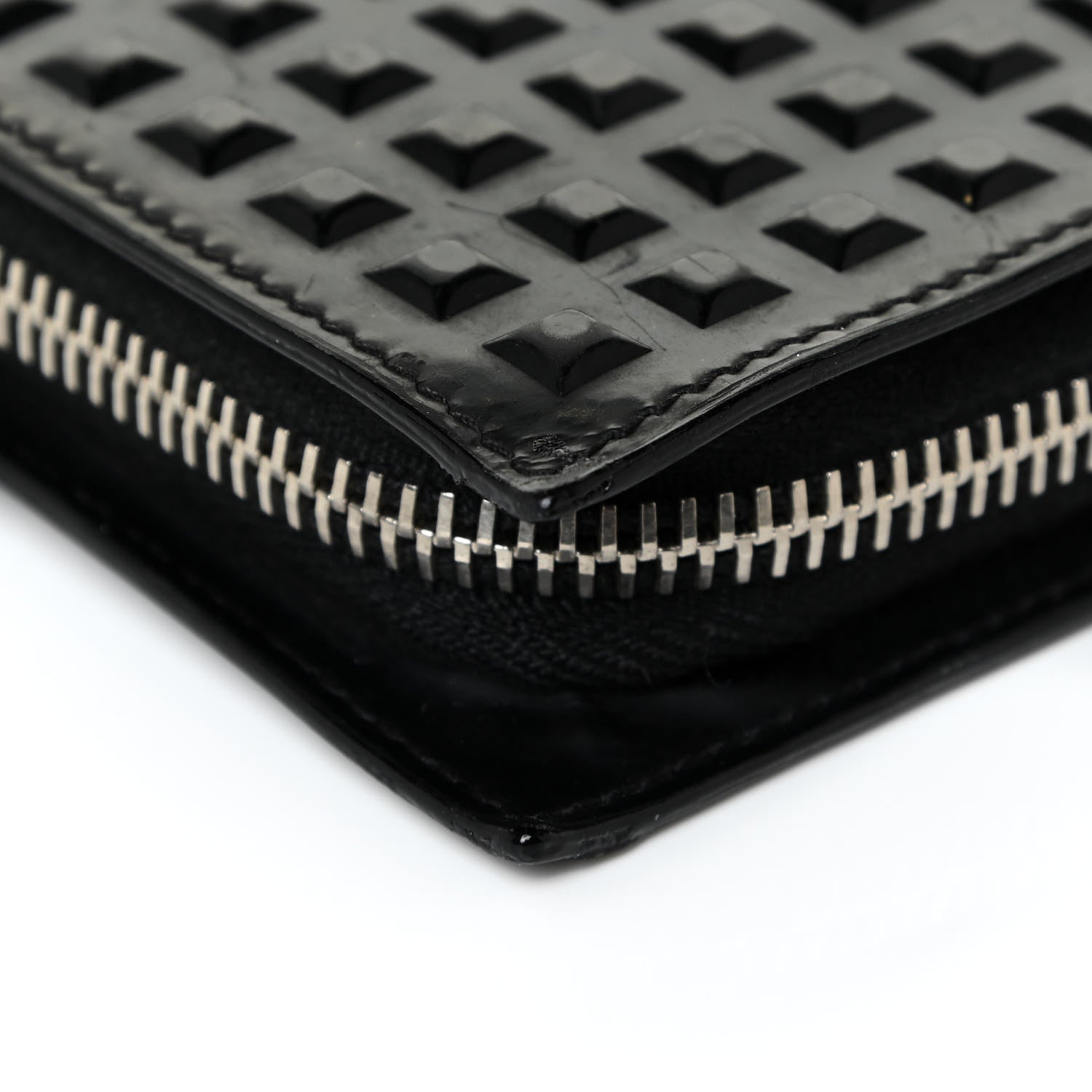 Balenciaga Calfskin Grid Embossed Zip Around Wallet Black 15 of 18