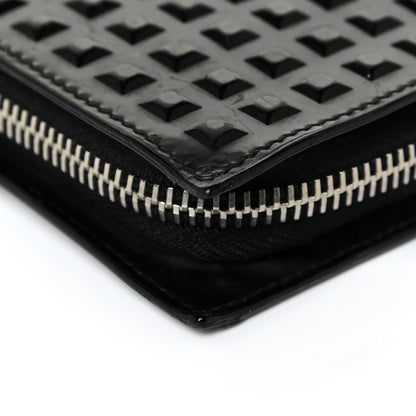 Balenciaga Calfskin Grid Embossed Zip Around Wallet Black 15 of 18