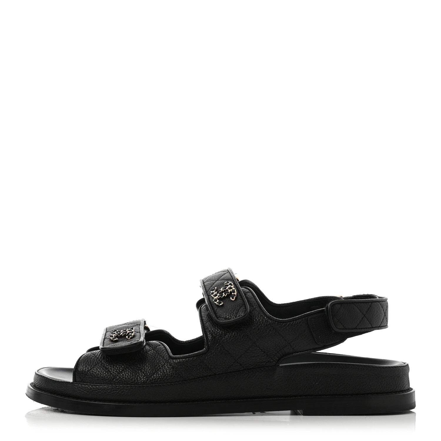 Chanel Grained Calfskin Velcro Dad Sandals 41 Black 1 of 8