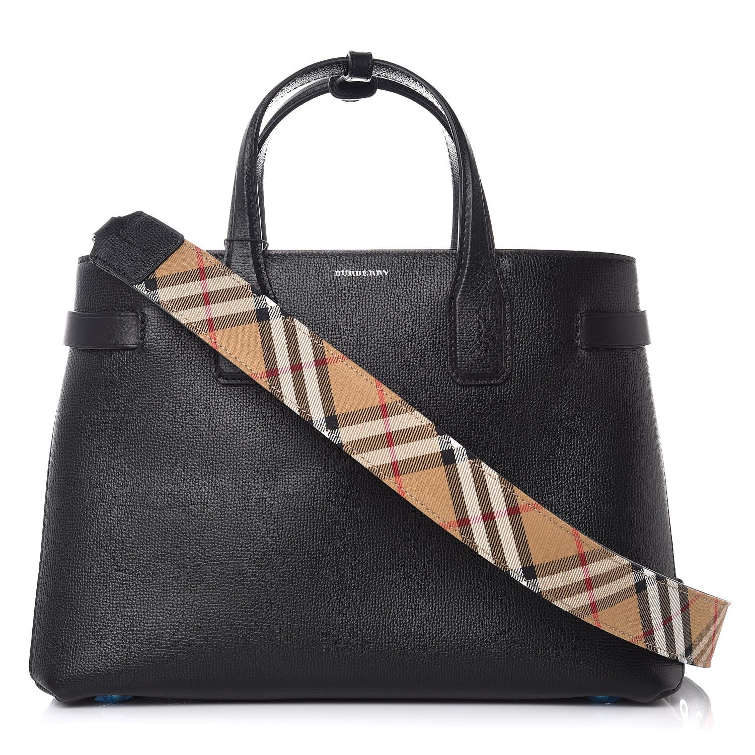 Burberry Derby Calfskin Medium Banner Tote Black 1 of 9