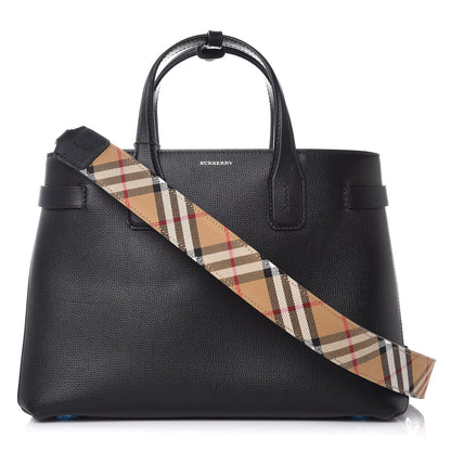 Burberry Derby Calfskin Medium Banner Tote Black 1 of 9