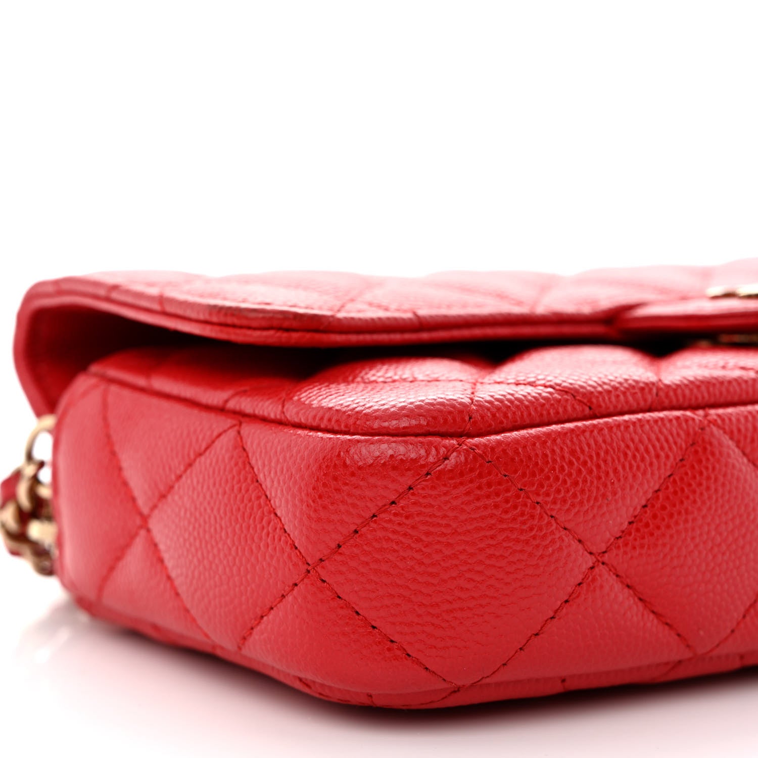 Chanel Caviar Quilted Flap Phone Holder With Chain Red 11 of 16