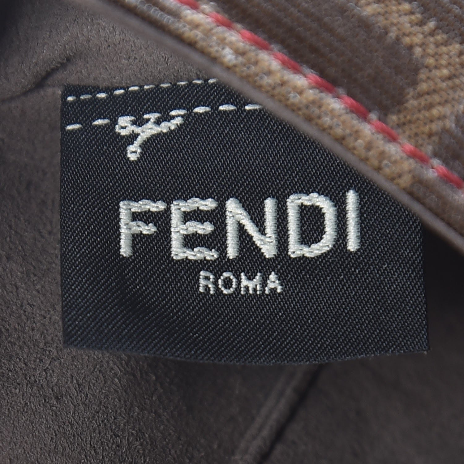 Fendi Glazed Fabric Vitello Century FF 1974 Stamp Patch Mini Double F Crossbody Bag Mogano Panna Fragola 6 of 7