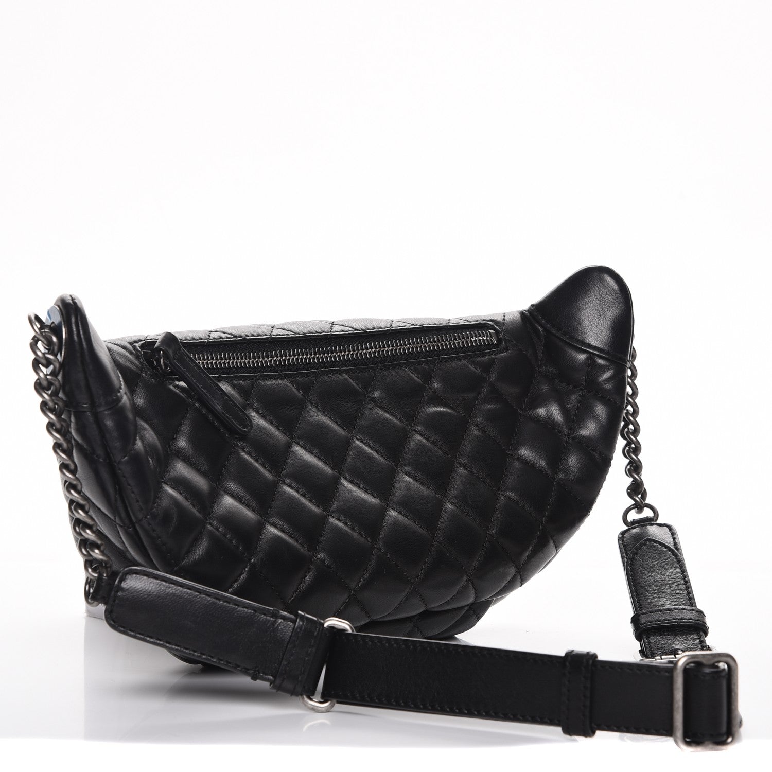 Chanel Lambskin Quilted Banane Waist Bag Fanny Pack Black 3 of 10