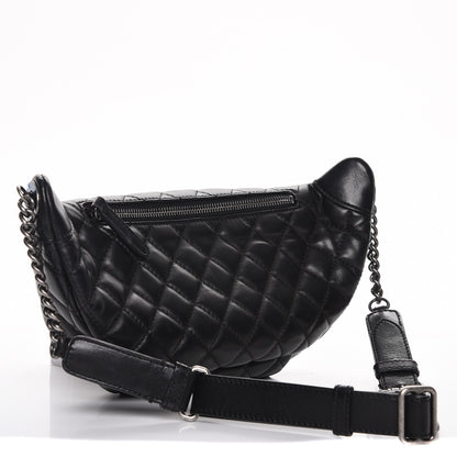 Chanel Lambskin Quilted Banane Waist Bag Fanny Pack Black 3 of 10