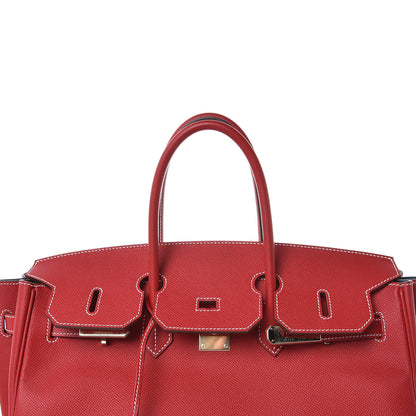 Hermes Epsom Candy Birkin 35 Rouge Casaque Bleu Thalassa 28 of 39