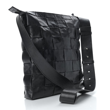 Bottega Veneta Paper Calfskin Maxi Intrecciato Cassette Messenger Black 4 of 10