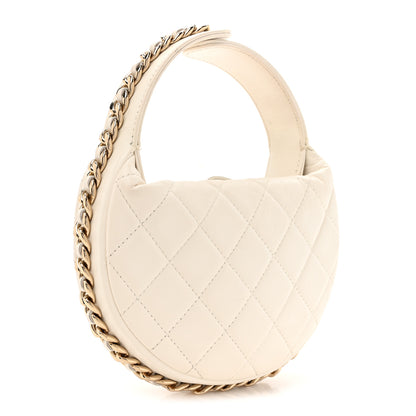 Chanel Lambskin Quilted Chain Around Pouch Hobo White 3 of 12
