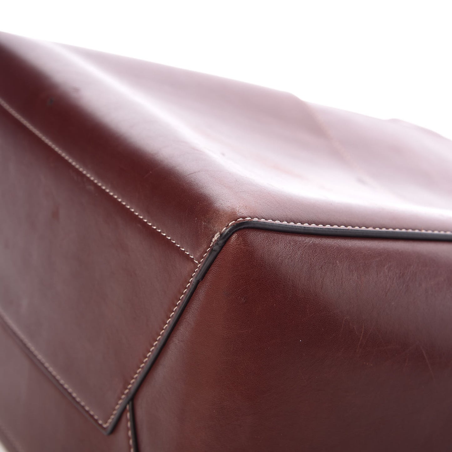 Natural Calfskin Sangle Bucket Bag Burgundy