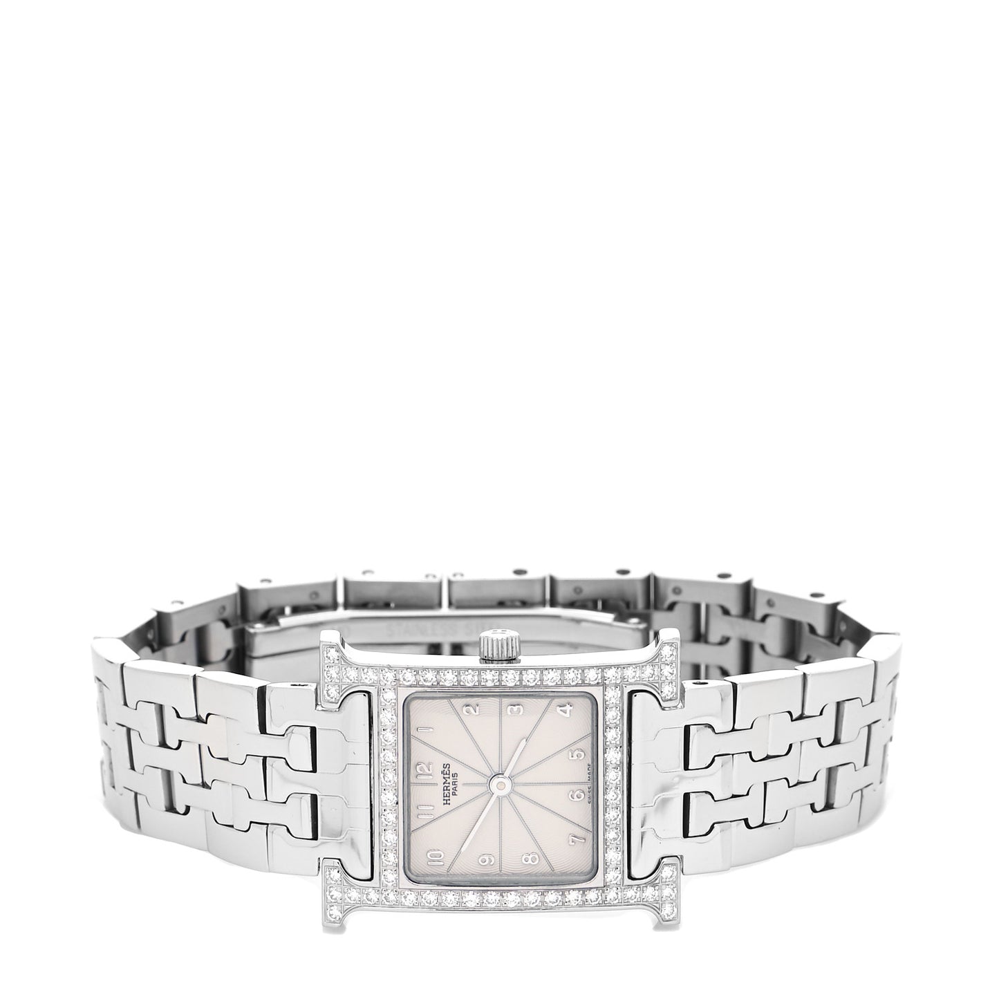 Stainless Steel Diamond Bezel 21mm Heure H Hour Quartz Watch